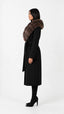 Bria Longline Cashmere Fur Coat, black, side view