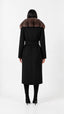 Bria Longline Cashmere Fur Coat, black, back view