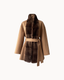 Majken Mink Wrap Coat in Camel — front
