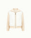 Mink Puffer Knit Jacket in ivory, front view showing the mink panel