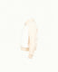 Mink Puffer Knit Jacket in ivory, side view showing the knitted wool sleeve