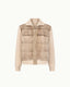 Mink Puffer Knit Jacket in soft sand, front view showing the mink panel